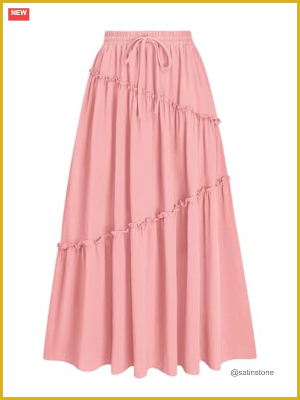 Women's High Waist Tiered Maxi Skirt A-Line Flowy with Pockets